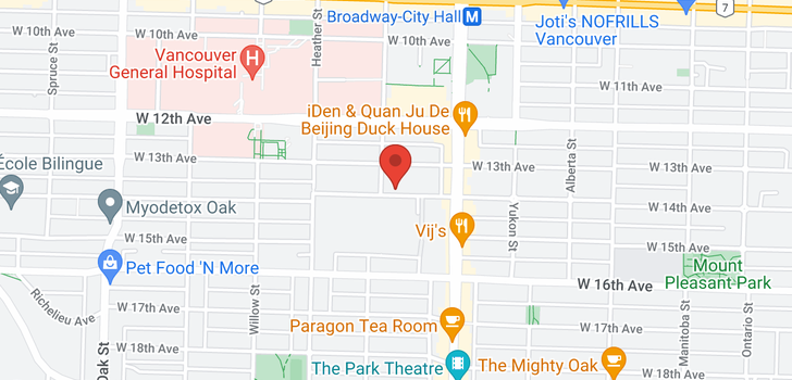 map of 305 555 W 14TH AVENUE